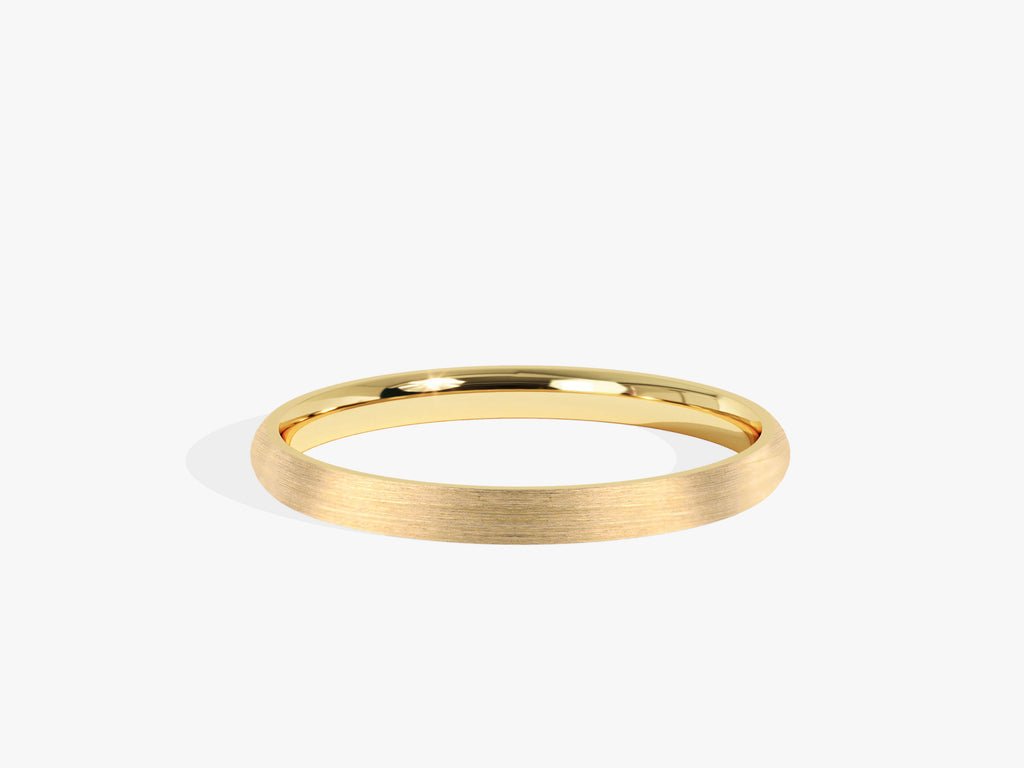 2.0mm Matte Brushed Classic Dome Wedding Band in Solid Gold - Doozy Diamonds