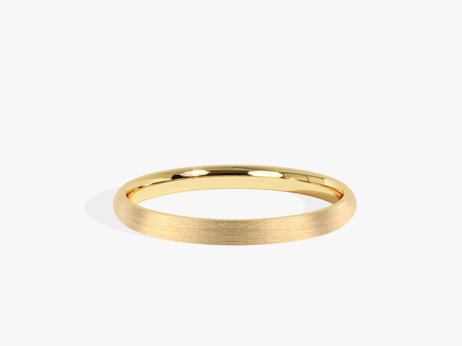 2.0mm Matte Brushed Classic Dome Wedding Band in Solid Gold - Doozy Diamonds