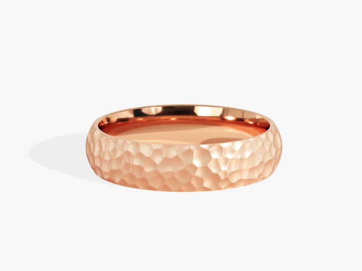 5.0mm Hammered Wedding Band Dome Band For Her - Doozy Diamonds