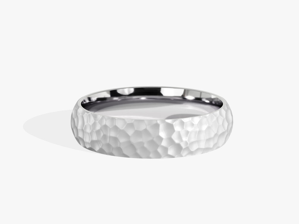 5.0mm Hammered Wedding Band Dome Band For Her - Doozy Diamonds