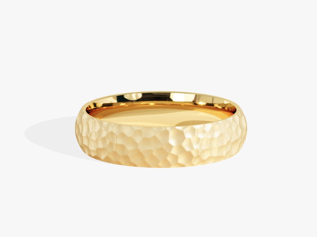 5.0mm Hammered Wedding Band Dome Band For Her - Doozy Diamonds