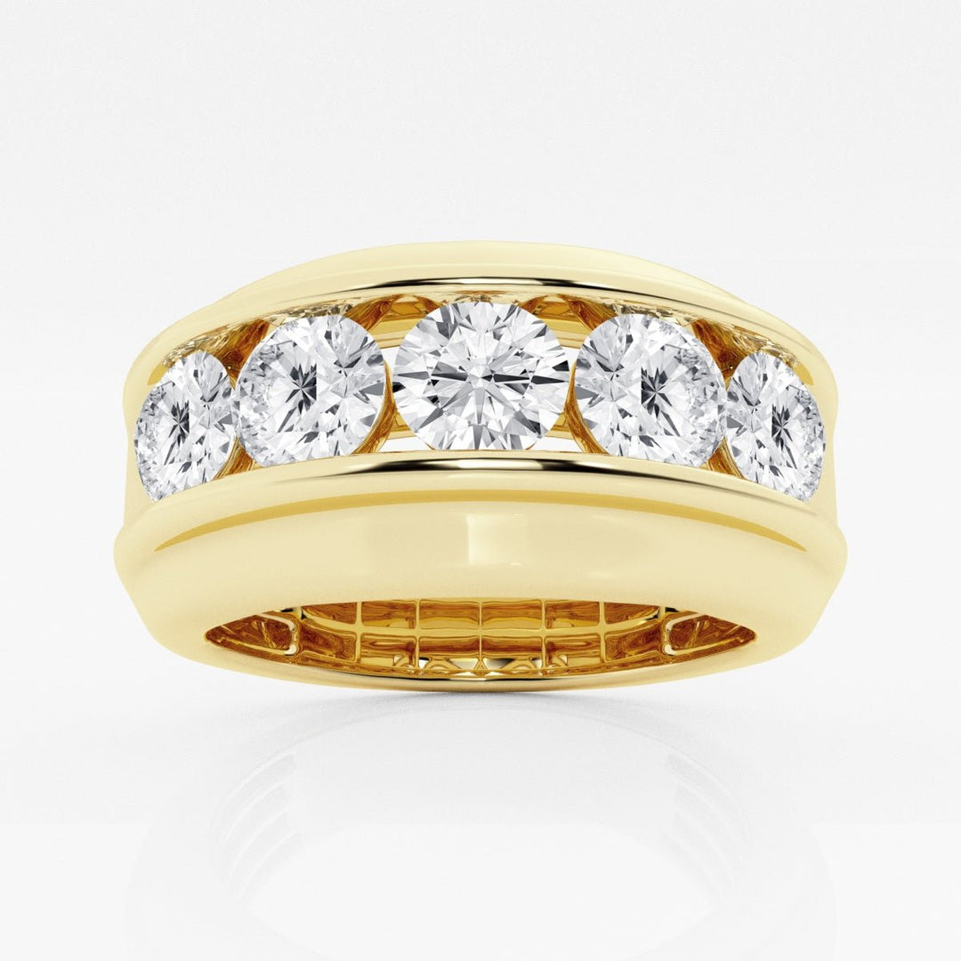10mm Round Cut Lab Grown Five Stone Men's Wedding Band - Doozy Diamonds