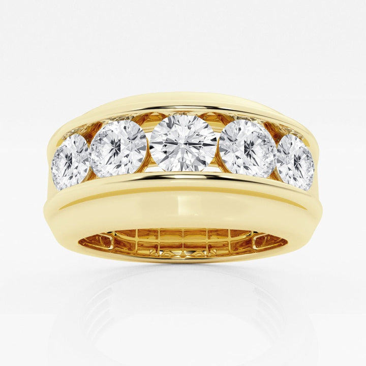 10mm Round Cut Lab Grown Five Stone Men's Wedding Band - Doozy Diamonds
