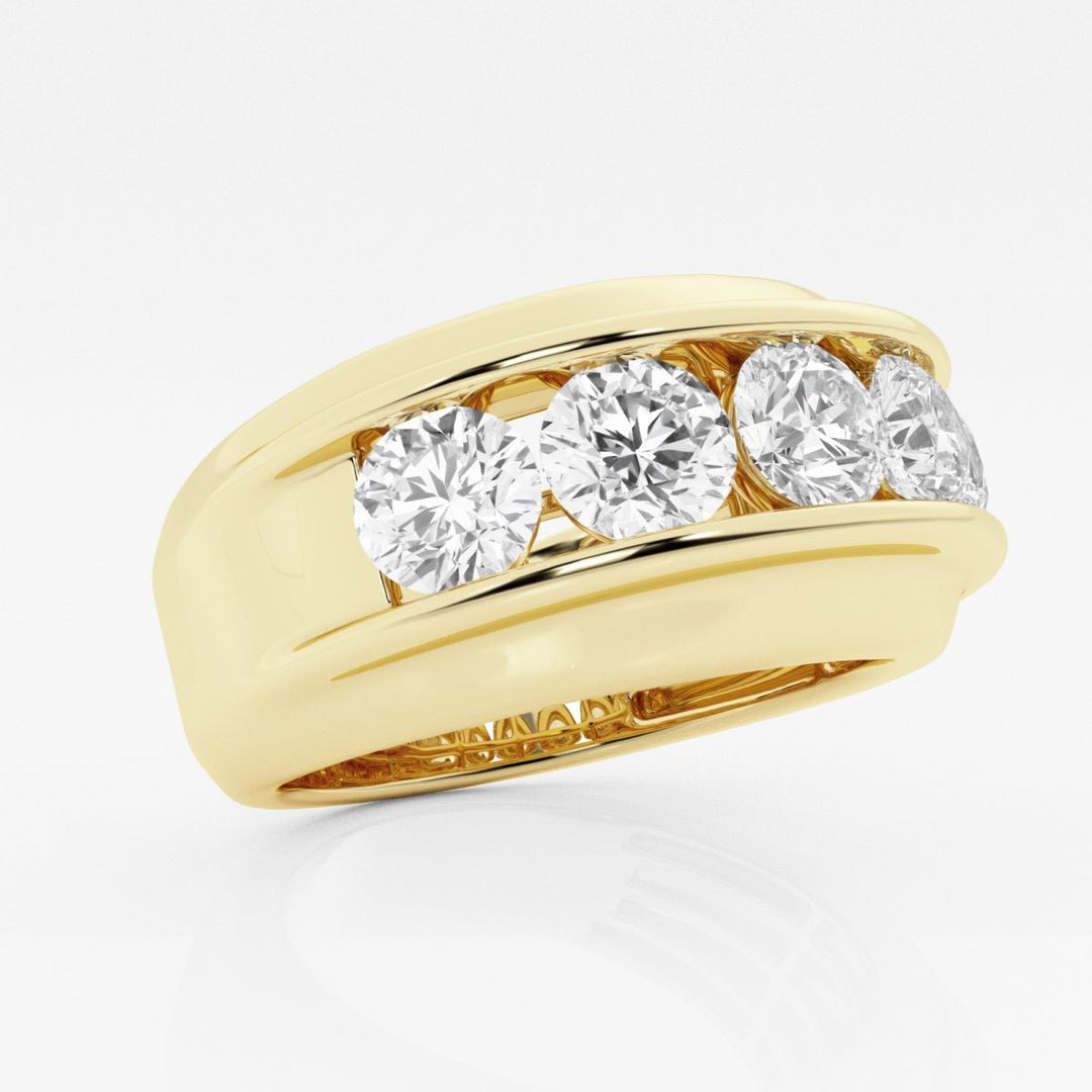 10mm Round Cut Lab Grown Five Stone Men's Wedding Band - Doozy Diamonds