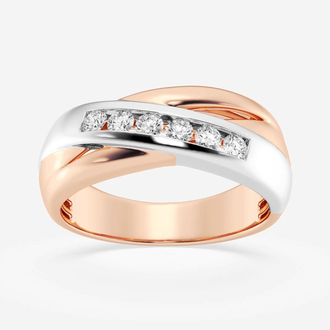 4mm Round Cut Lab Grown Crossover Channel Set Men's Wedding Band - Doozy Diamonds