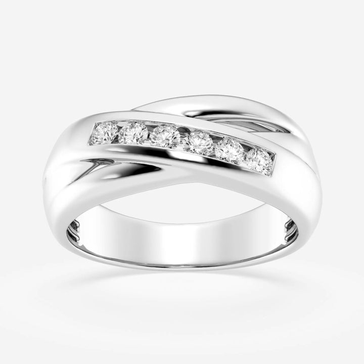 4mm Round Cut Lab Grown Crossover Channel Set Men's Wedding Band - Doozy Diamonds