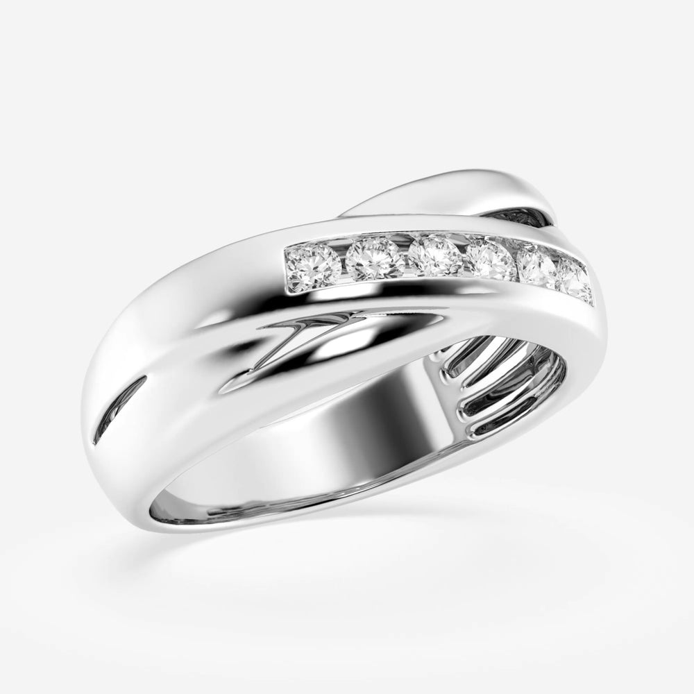 4mm Round Cut Lab Grown Crossover Channel Set Men's Wedding Band - Doozy Diamonds