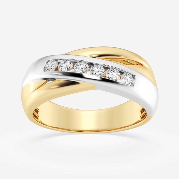 4mm Round Cut Lab Grown Crossover Channel Set Men's Wedding Band - Doozy Diamonds