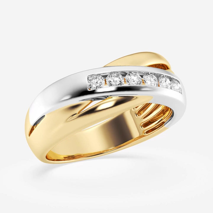 4mm Round Cut Lab Grown Crossover Channel Set Men's Wedding Band - Doozy Diamonds