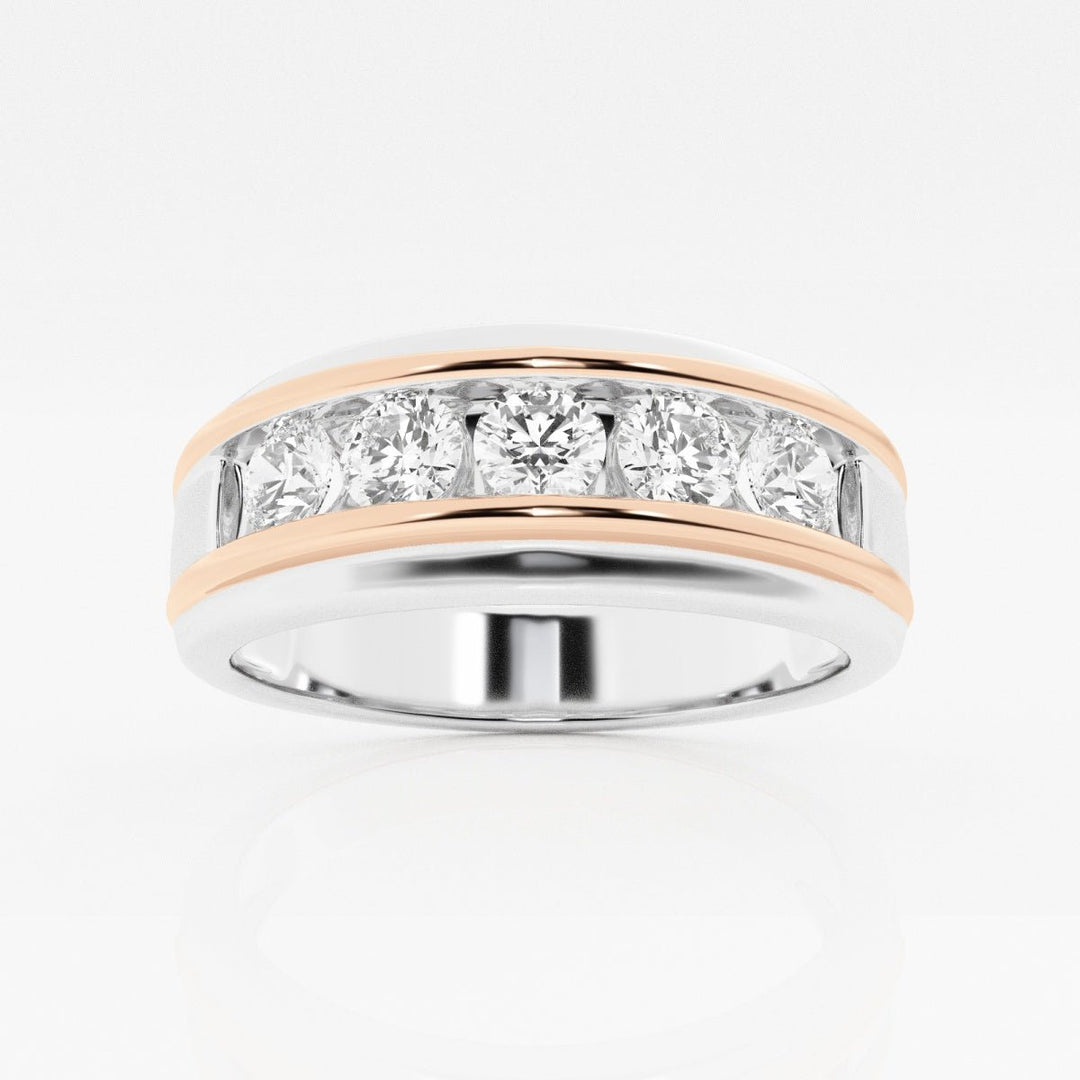 4.5mm Round Cut Lab Grown Five Stone Men's Wedding Band - Doozy Diamonds