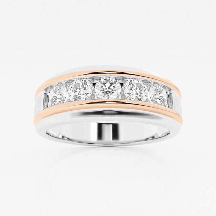 4.5mm Round Cut Lab Grown Five Stone Men's Wedding Band - Doozy Diamonds