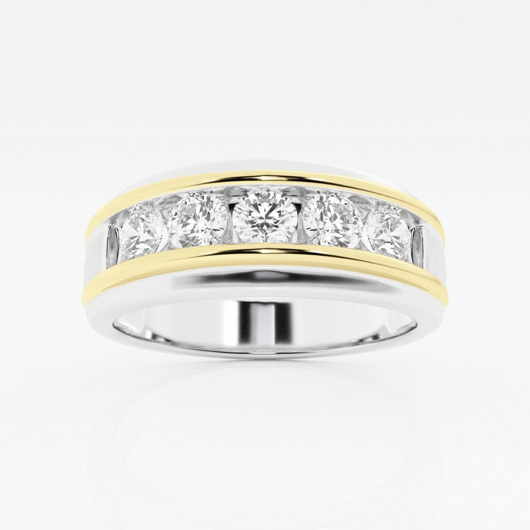 4.5mm Round Cut Lab Grown Five Stone Men's Wedding Band - Doozy Diamonds