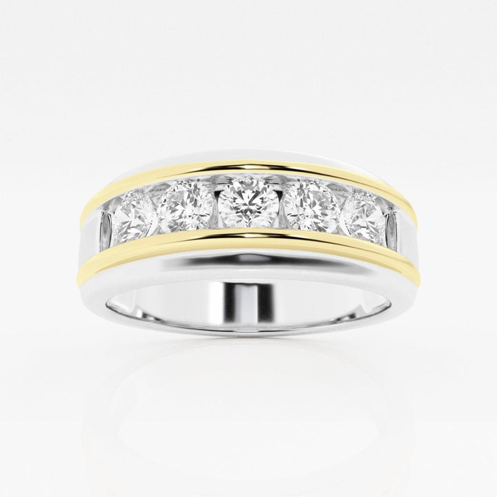 4.5mm Round Cut Lab Grown Five Stone Men's Wedding Band - Doozy Diamonds