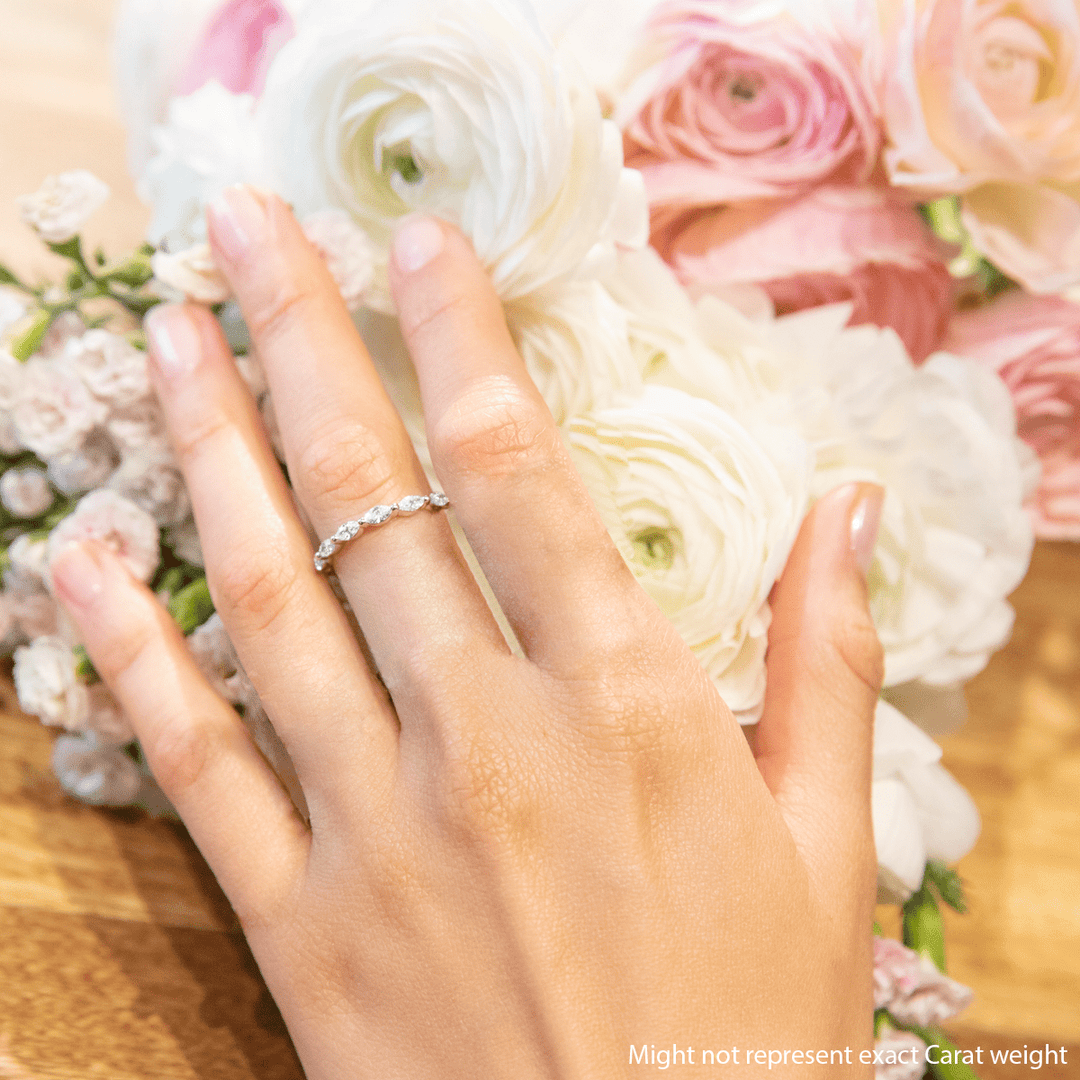 Marquise & Round FG - VS2 Lab Grown Diamond Floating Wedding Band - Doozy Diamonds