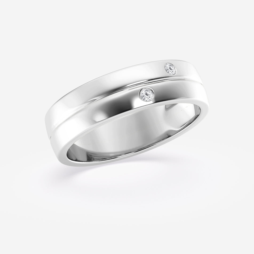 4mm Round Cut Double Burnished Lab Grown Men's Wedding Band - Doozy Diamonds