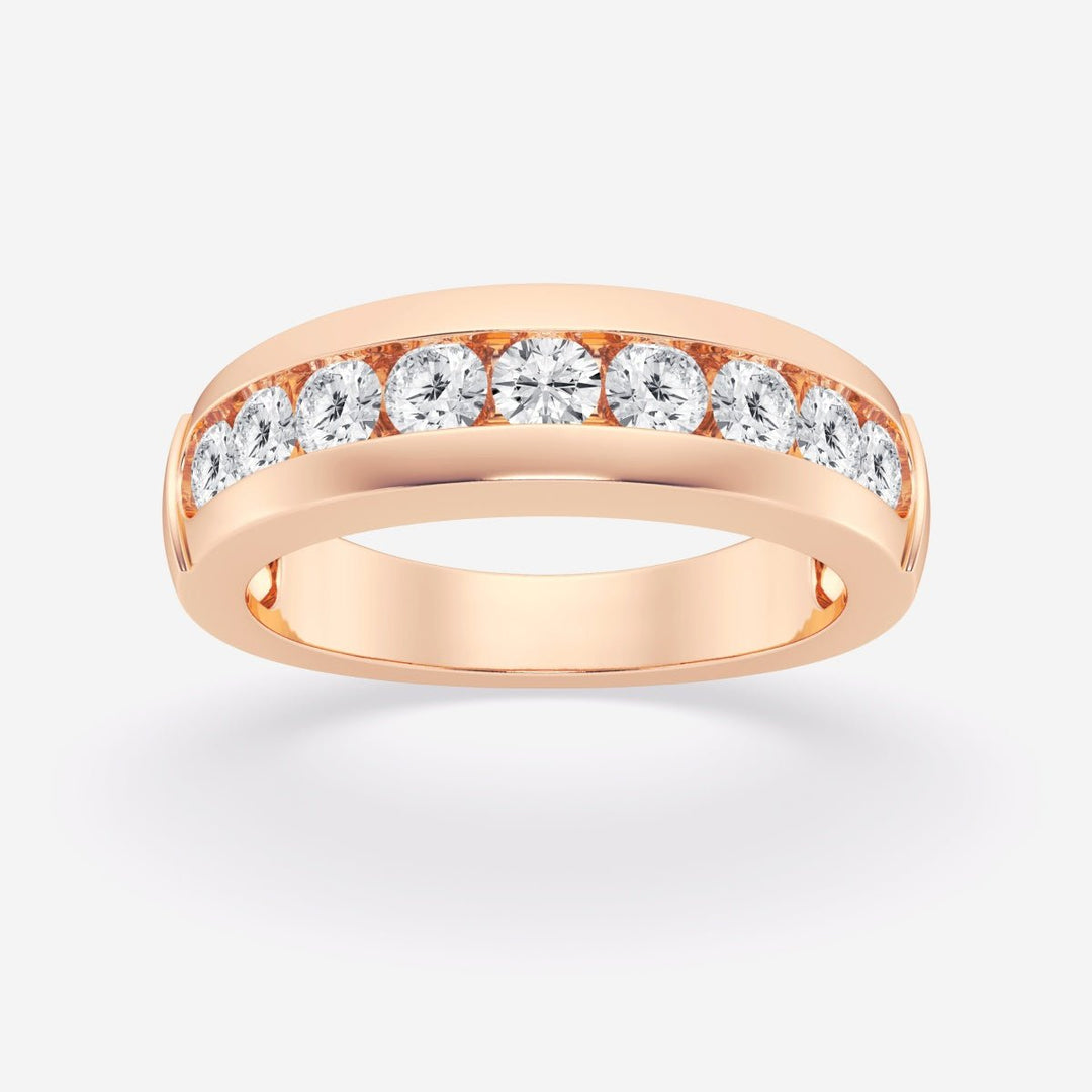 5.5mm Round Cut Lab Grown Nine Stone Men's Wedding Band - Doozy Diamonds