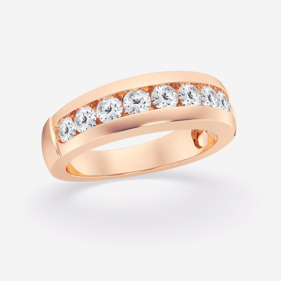 5.5mm Round Cut Lab Grown Nine Stone Men's Wedding Band - Doozy Diamonds