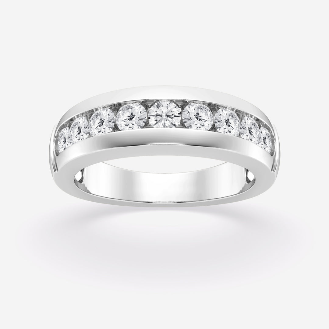 5.5mm Round Cut Lab Grown Nine Stone Men's Wedding Band - Doozy Diamonds
