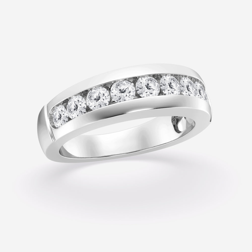 5.5mm Round Cut Lab Grown Nine Stone Men's Wedding Band - Doozy Diamonds