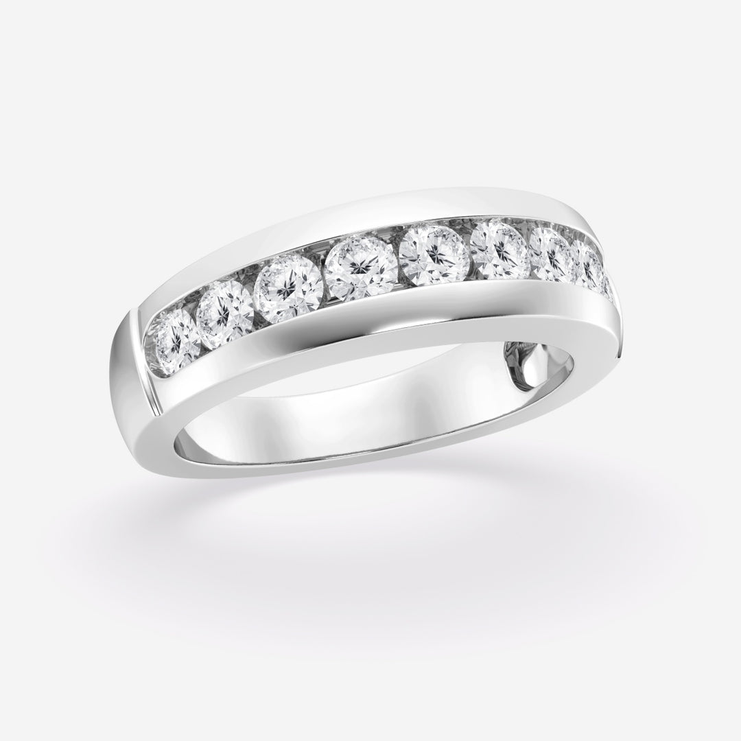 5.5mm Round Cut Lab Grown Nine Stone Men's Wedding Band - Doozy Diamonds
