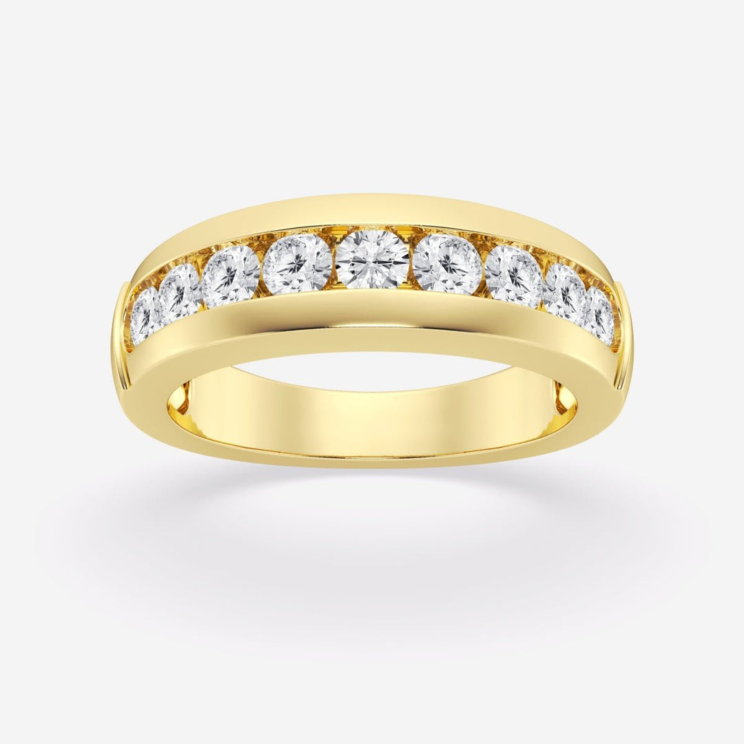 5.5mm Round Cut Lab Grown Nine Stone Men's Wedding Band - Doozy Diamonds