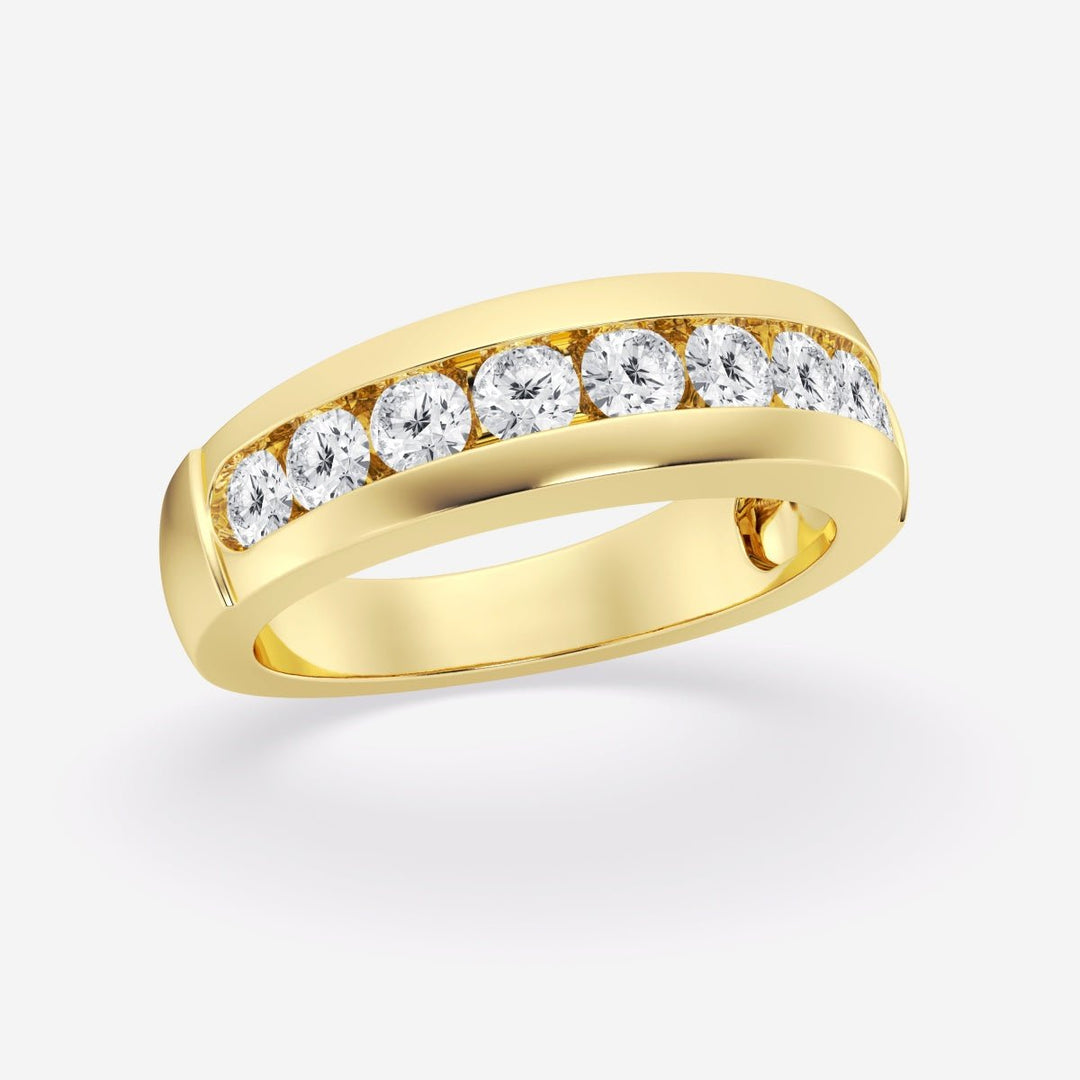 5.5mm Round Cut Lab Grown Nine Stone Men's Wedding Band - Doozy Diamonds