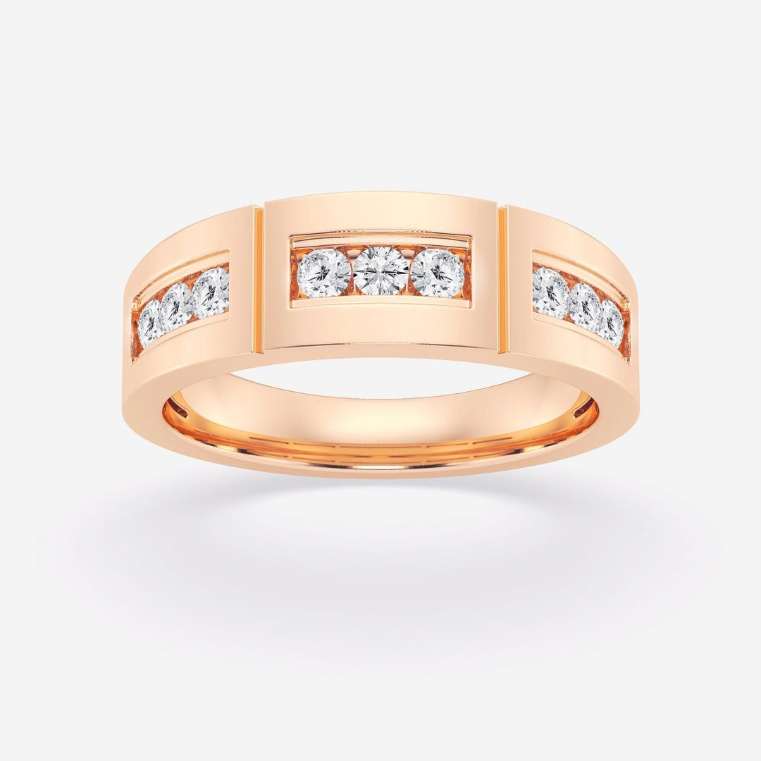 4mm Round Cut Lab Grown Channel Set Men's Wedding Band - Doozy Diamonds