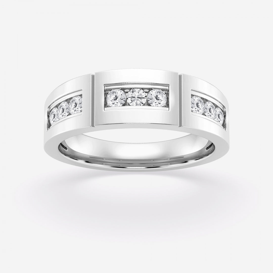 4mm Round Cut Lab Grown Channel Set Men's Wedding Band - Doozy Diamonds