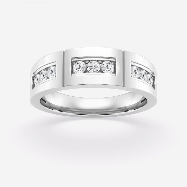 4mm Round Cut Lab Grown Channel Set Men's Wedding Band - Doozy Diamonds