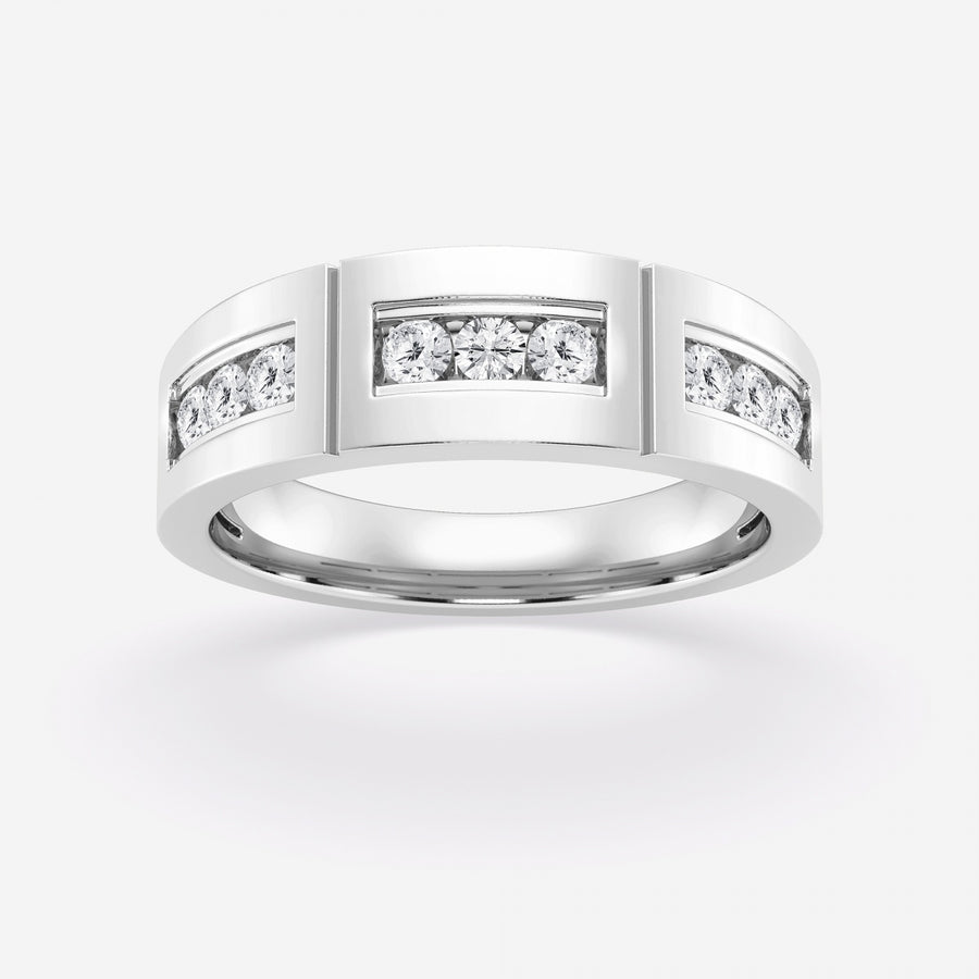 4mm Round Cut Lab Grown Channel Set Men's Wedding Band - Doozy Diamonds