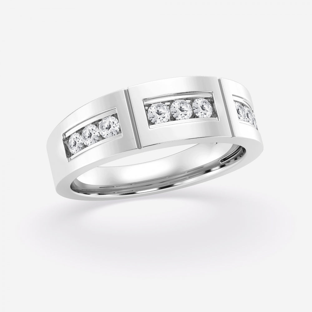 4mm Round Cut Lab Grown Channel Set Men's Wedding Band - Doozy Diamonds