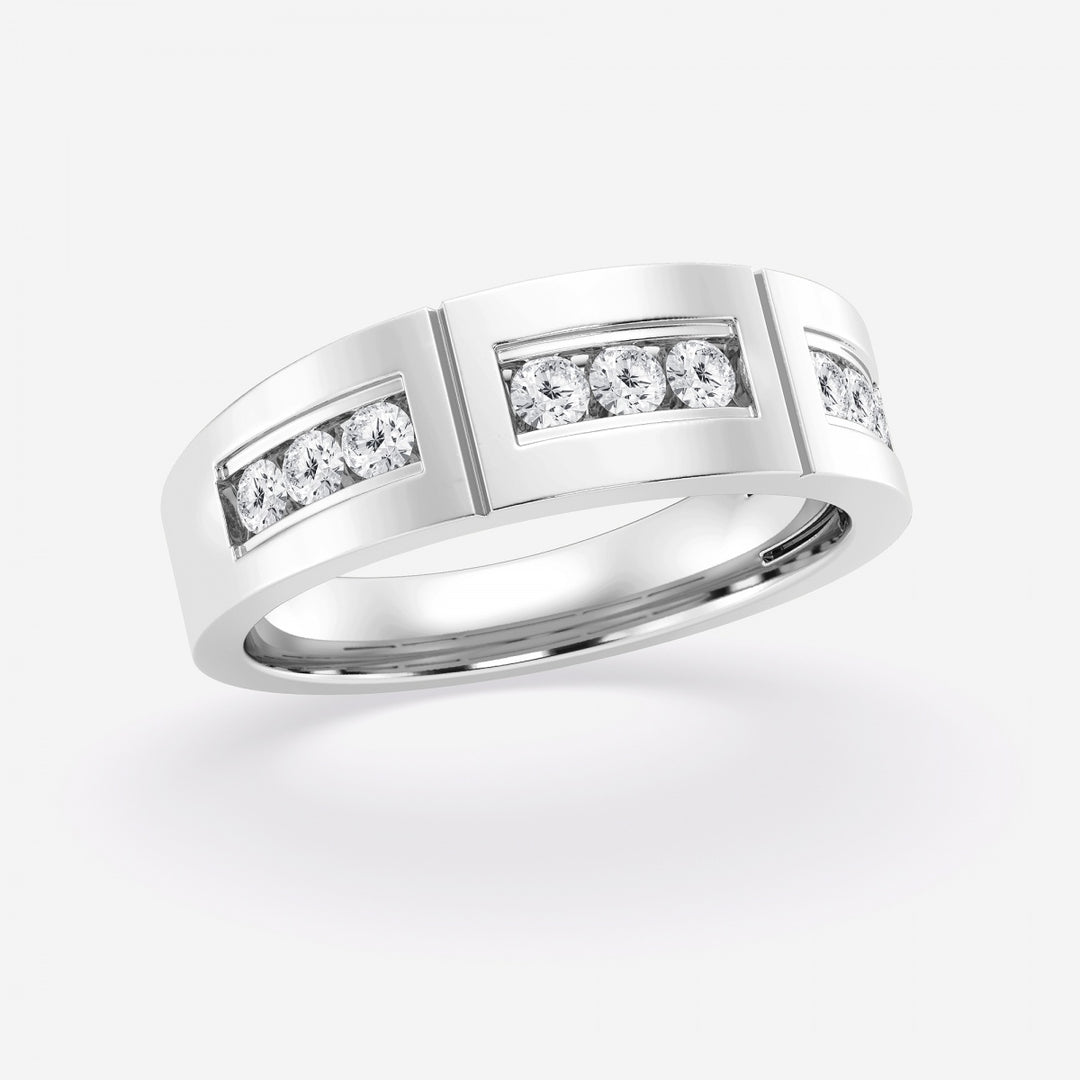 4mm Round Cut Lab Grown Channel Set Men's Wedding Band - Doozy Diamonds