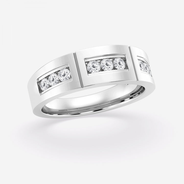 4mm Round Cut Lab Grown Channel Set Men's Wedding Band - Doozy Diamonds