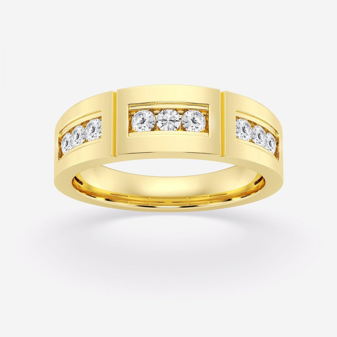 4mm Round Cut Lab Grown Channel Set Men's Wedding Band - Doozy Diamonds