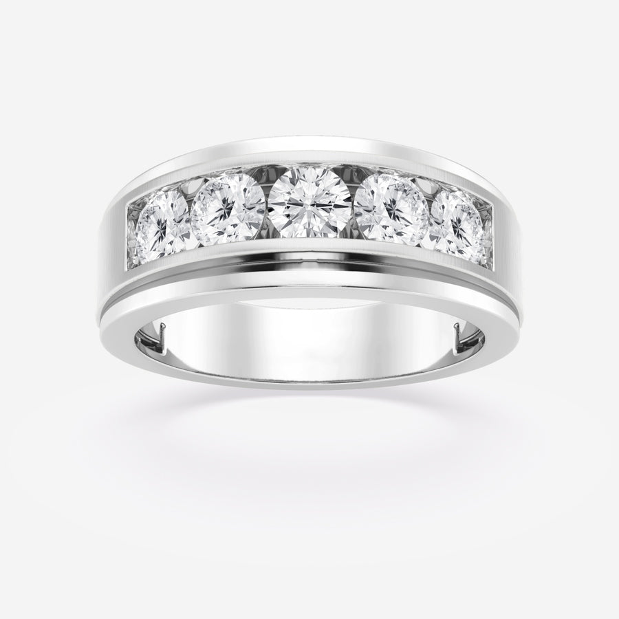 6mm Round Cut Lab Grown Men's Wedding Band In White Gold - Doozy Diamonds