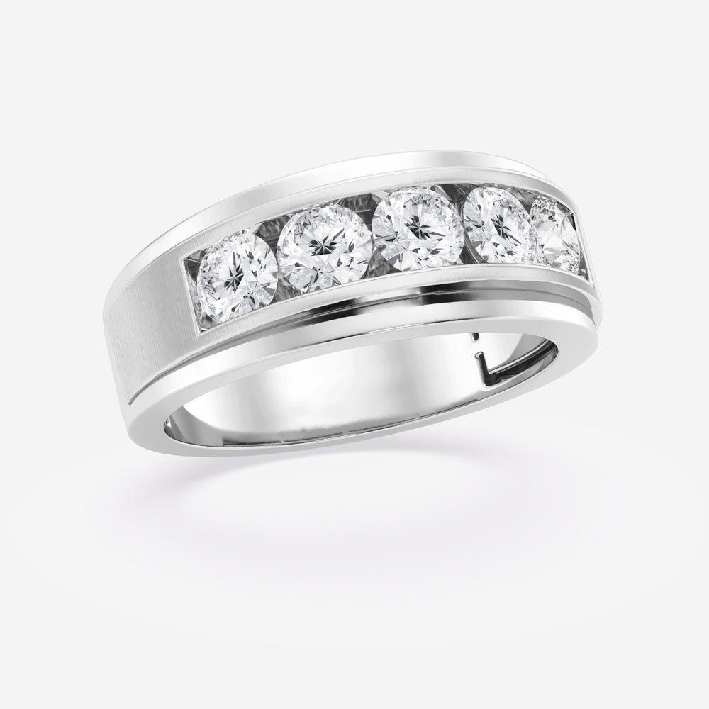 6mm Round Cut Lab Grown Men's Wedding Band In White Gold - Doozy Diamonds