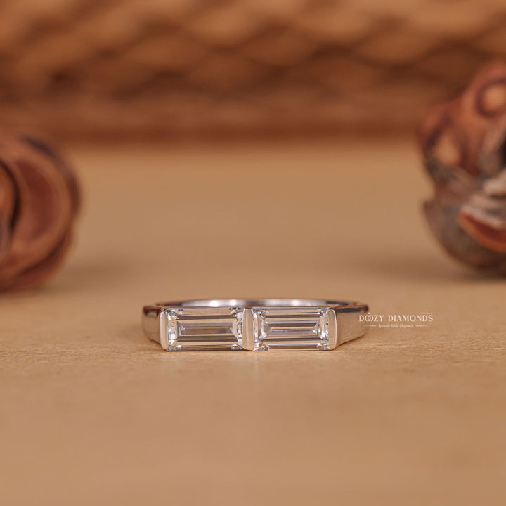 Baguette baguette diamond wedding band front view