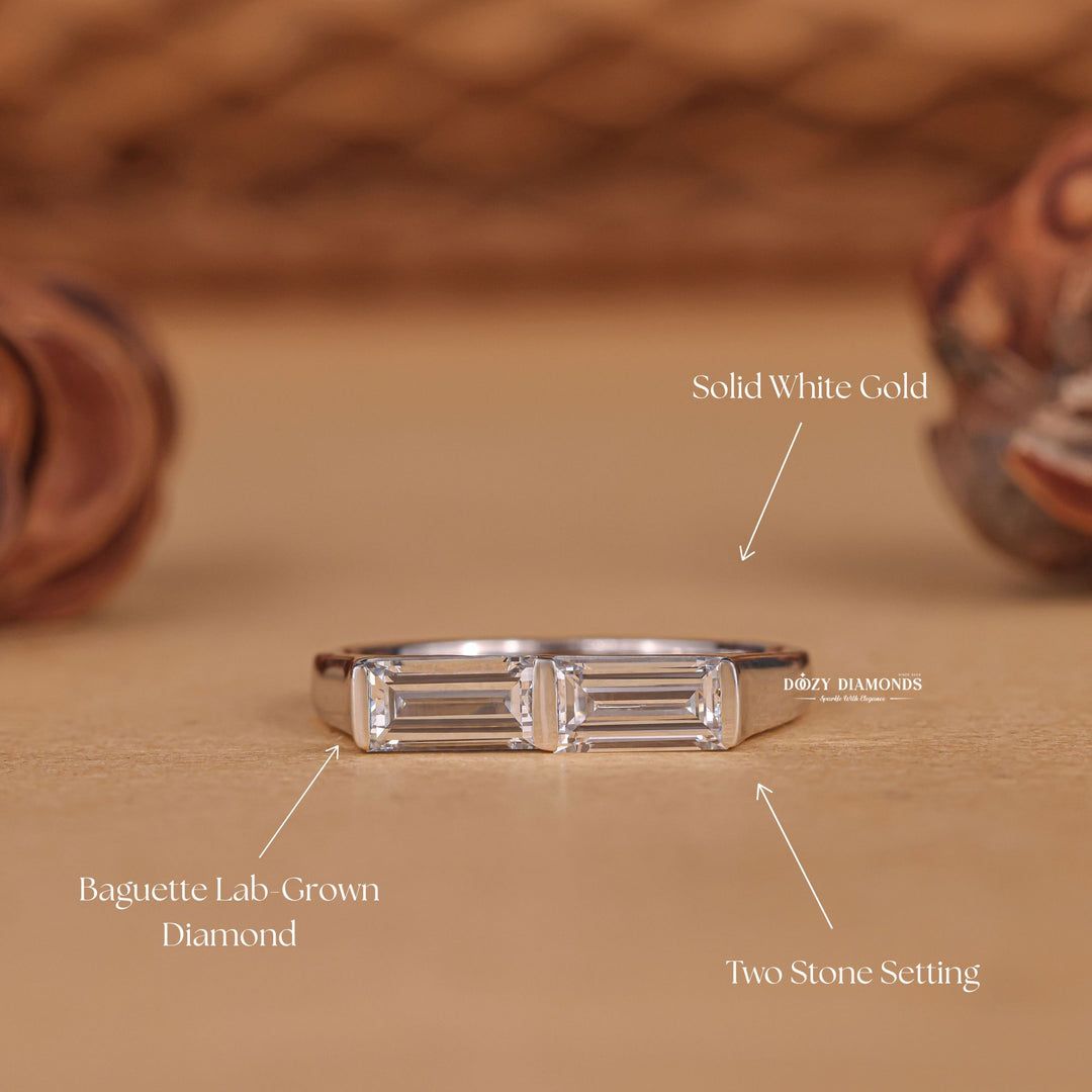 Baguette diamond wedding band in yellow gold