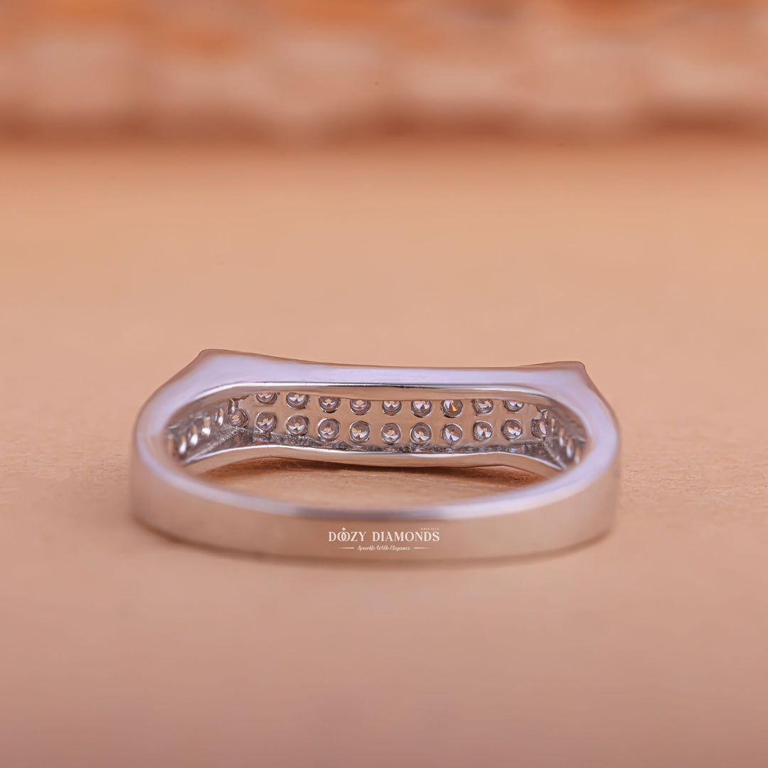 Eternity White diamond band stacked with engagement ring
