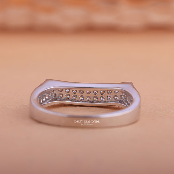 Eternity White diamond band stacked with engagement ring