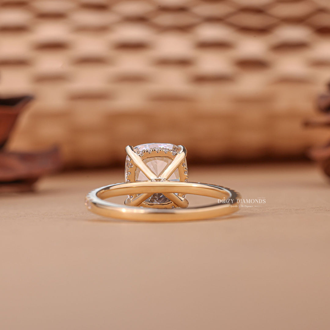 Shop cushion cut hidden halo lab grown diamond engagement ring online