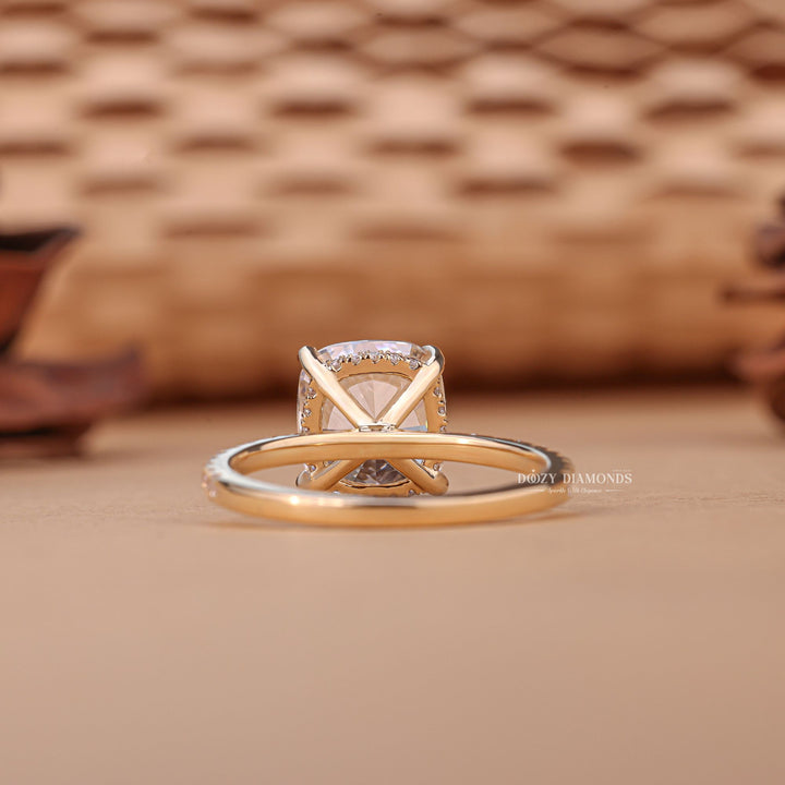 Shop cushion cut hidden halo lab grown diamond engagement ring online