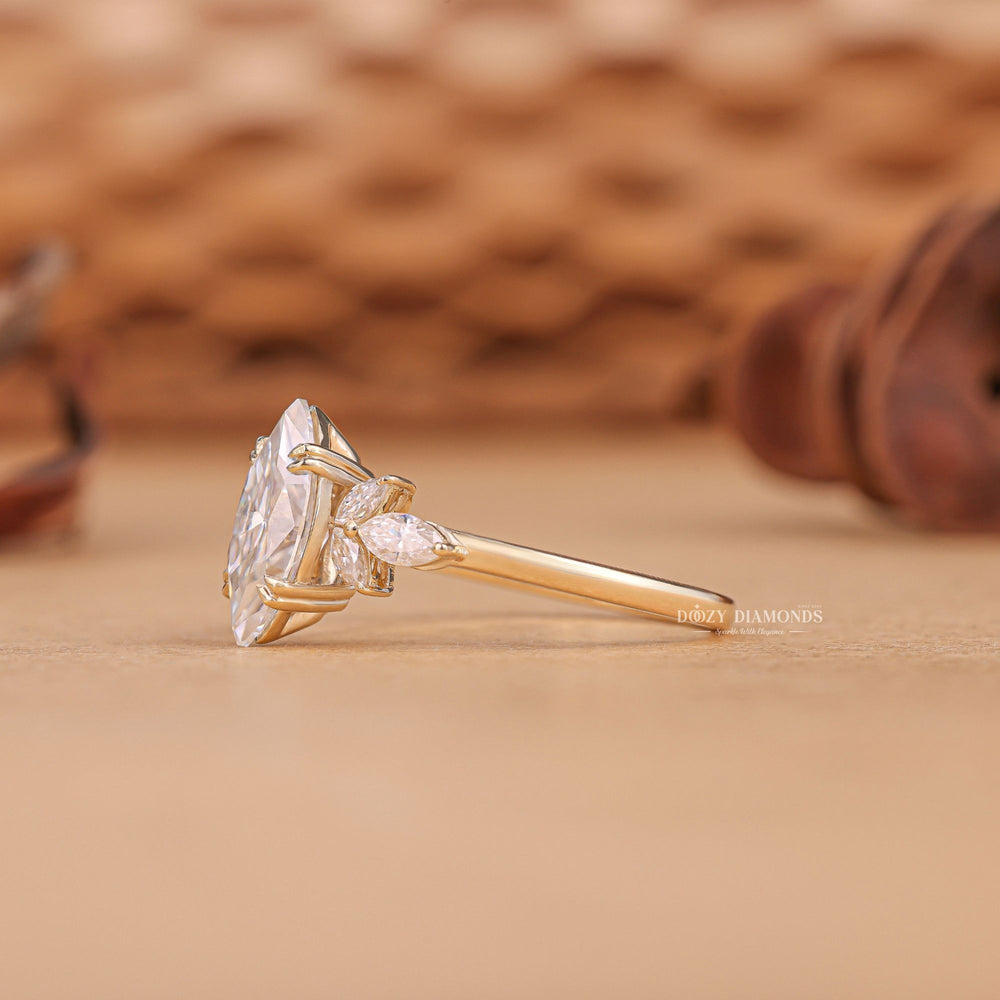 Marquise cut solitaire engagement ring shown in real-life wear