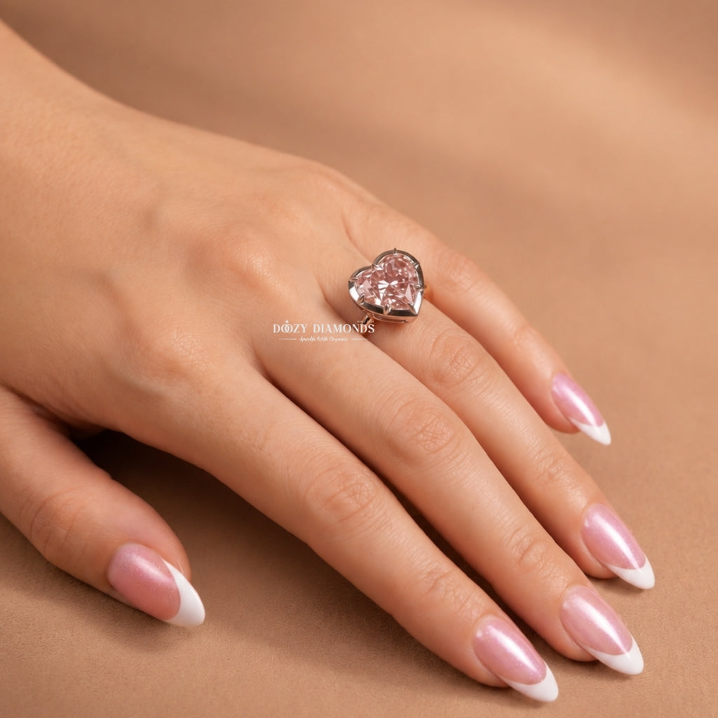 1.50CT Heart Shape Pink VVS2 Lab Grown Diamond Engagement Ring for Women - lab grown diamond engagement ring view 8