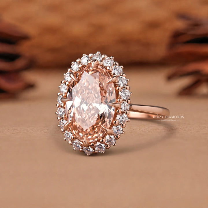 1.50CT Pink Oval VS1 Lab Grown Diamond Halo Engagement Ring