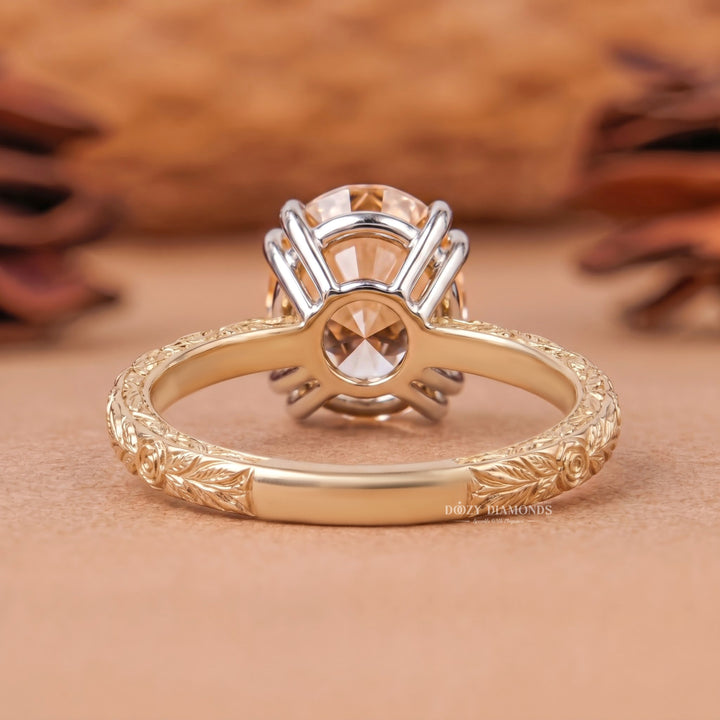 2.0CT Oval Pink VVS2 Vintage Style Solitaire Double Prong Lab Grown Diamond Ring