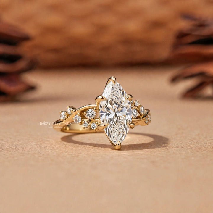 Vintage Cluster 2.50CT Marquise Lab Grown Diamond Twisted Band Engagement Ring