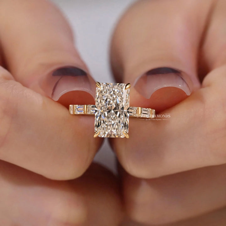 2.50CT Radiant F/VVS1 Lab Grown Diamond Pave Engagement Ring