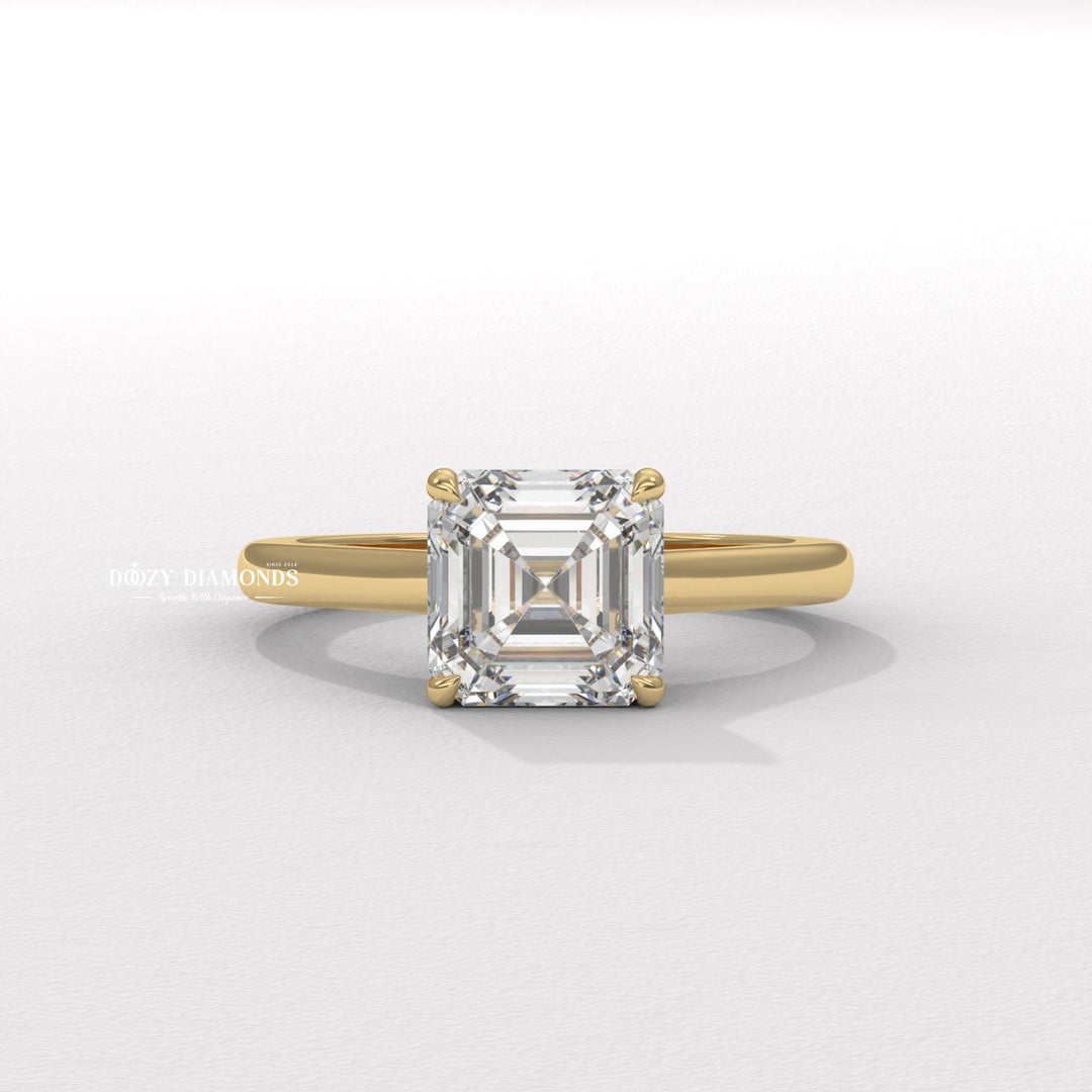 Asscher solitaire lab grown diamond engagement ring for sale