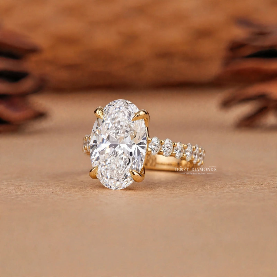 3.0CT Oval Lab Grown Diamond E/VVS Hidden Halo Engagement Ring